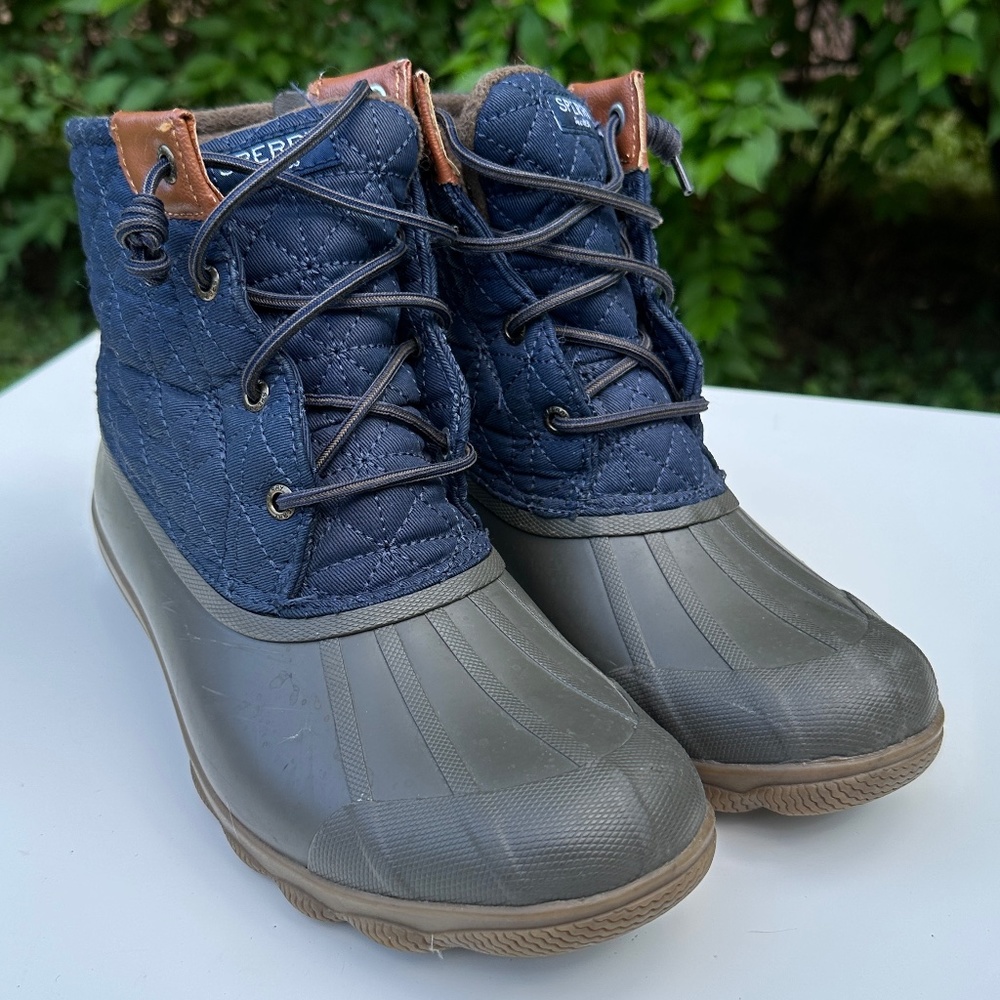 Sperry Top Sider Quilted Duck Boots Women's Size 9 Blue/Green/Brown